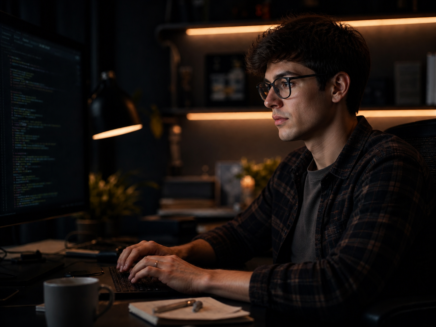 Joven desarrollador trabajando en software a medida